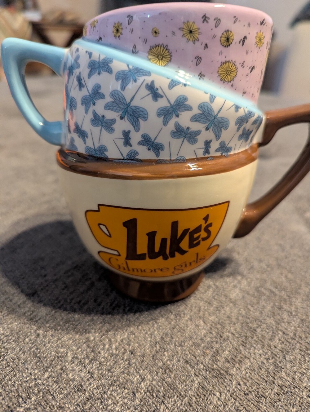 Gilmore Girls Luke's Diner Dragonfly Inn Trio Stacked Coffee Cups Home Decor Mug